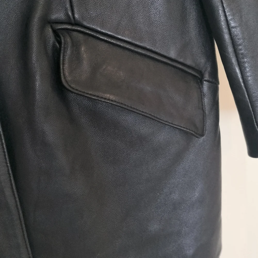 Valerie Stevens Black Lamb Leather Jacket Button-Up Lined Woman's Sz‎ S Soft!